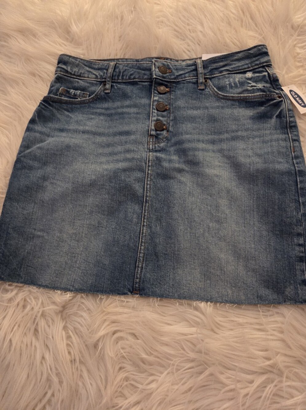 Classic Blue Denim Button-Front Skirt